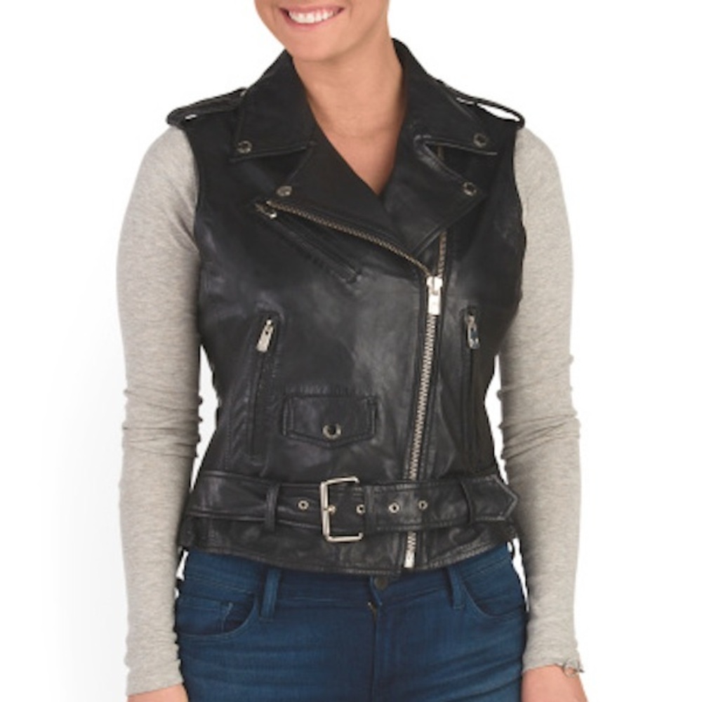 Bod & Christensen Leather Biker Moto Vest
